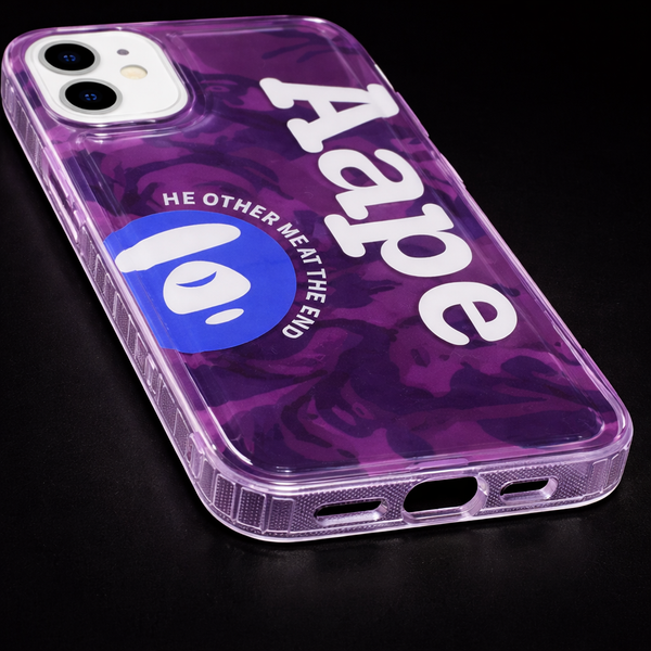 AAPE Style Purple Camo Printed Case for iPhone 12