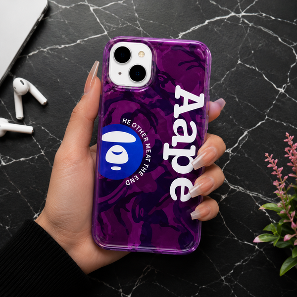 Purple Street Camouflage Printed Case for iPhone 14