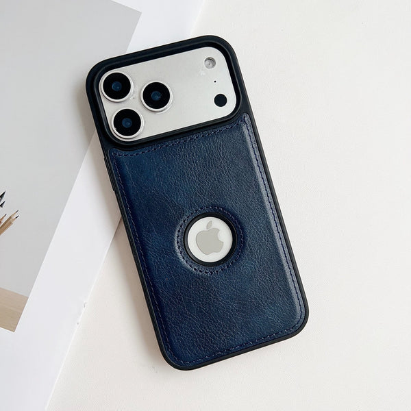 Premium Navy Blue Leather MagSafe Case for iPhone 17 Pro Max