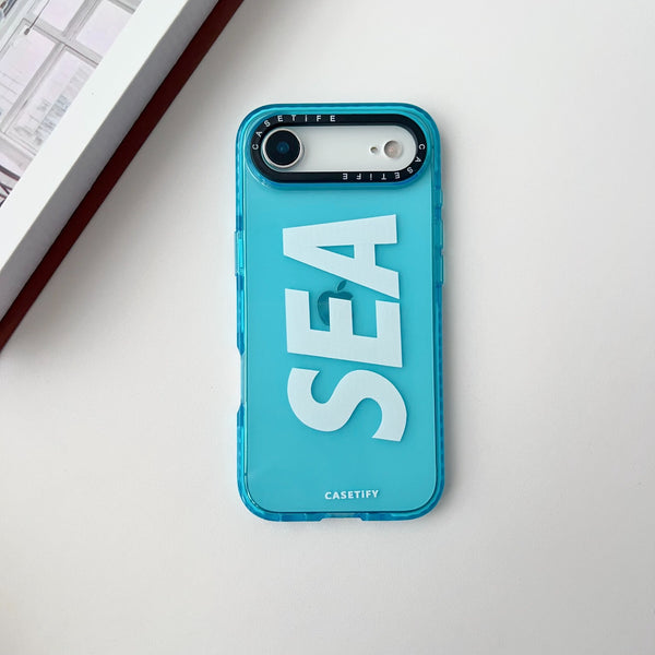 Ocean Blue "SEA" Typography Premium iPhone Case – Aqua Edition