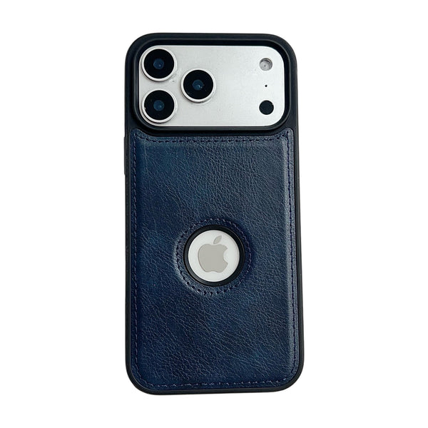 Premium Navy Blue Leather MagSafe Case for iPhone 17 Pro Max
