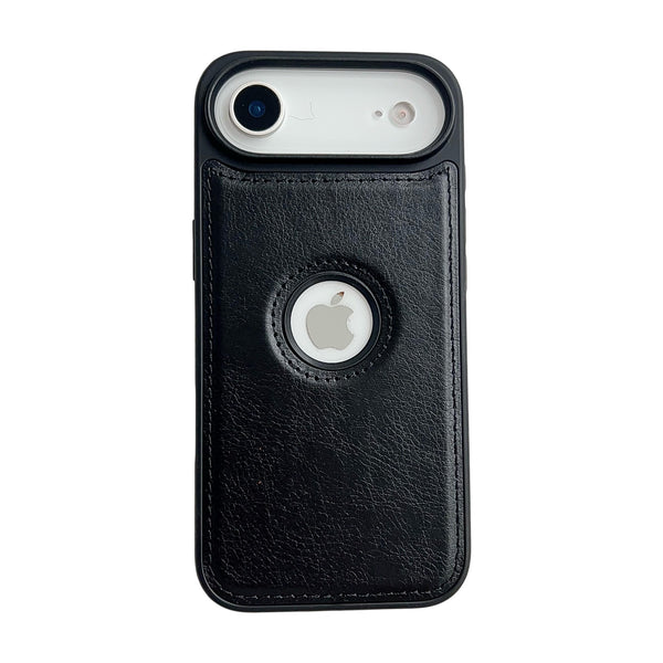 Premium Black Leather MagSafe Wallet Case for iPhone air