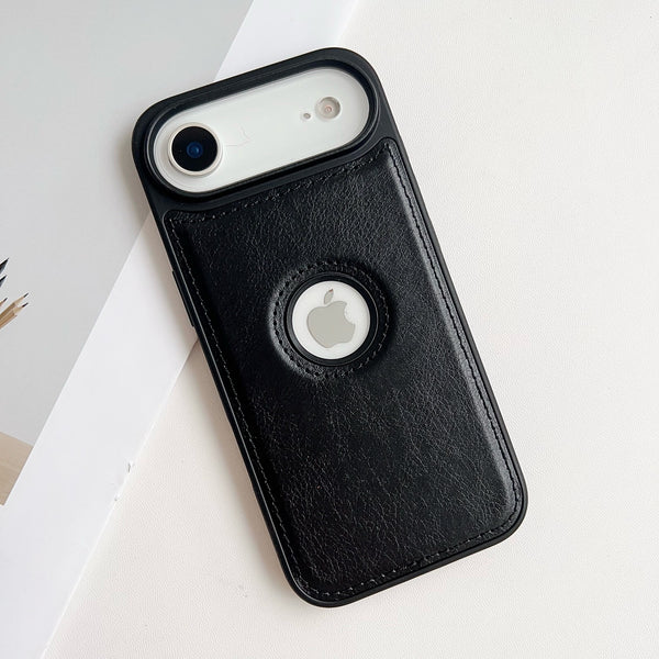 Premium Black Leather MagSafe Wallet Case for iPhone air