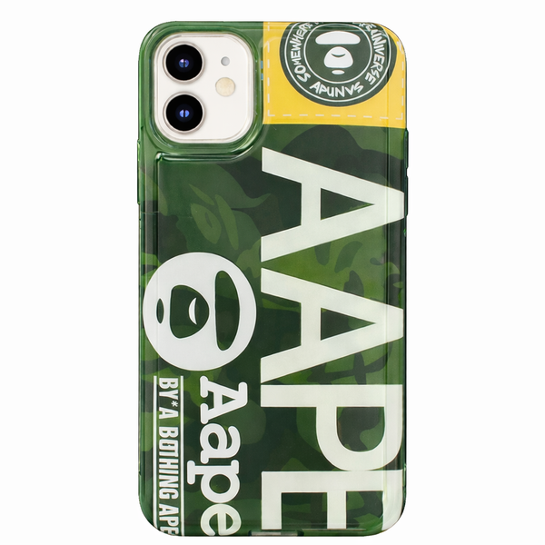 AAPE Style Green Camo Printed Case for iPhone 12