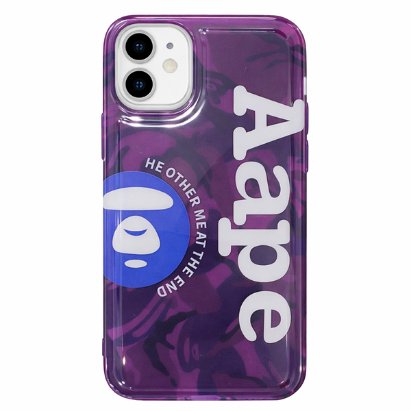 AAPE Style Purple Camo Printed Case for iPhone 12