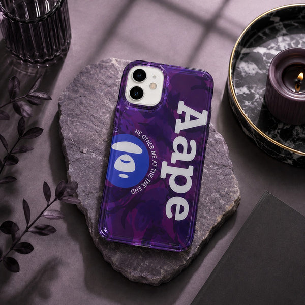 AAPE Style Purple Camo Printed Case for iPhone 12